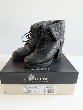 Geox Respira Anais Lace-Up Heeled Ankle Boots – Black, Women's 8